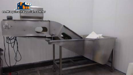 Lavadora y alimentador de acero inoxidable para pescados y mariscos.